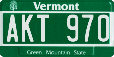 VT license plate AKT970