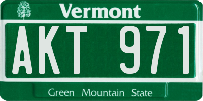 VT license plate AKT971