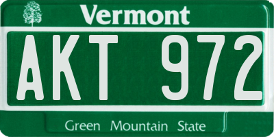 VT license plate AKT972