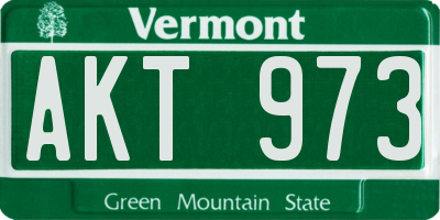 VT license plate AKT973