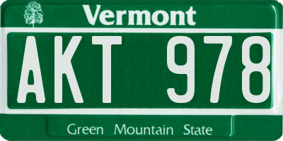 VT license plate AKT978
