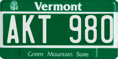 VT license plate AKT980