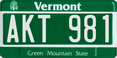 VT license plate AKT981