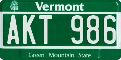 VT license plate AKT986