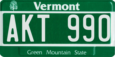 VT license plate AKT990