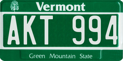VT license plate AKT994