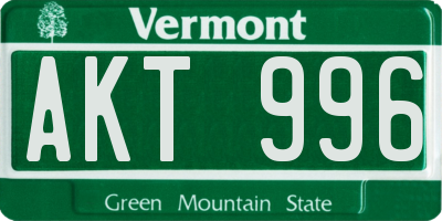 VT license plate AKT996