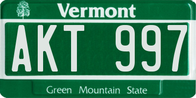 VT license plate AKT997