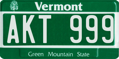 VT license plate AKT999