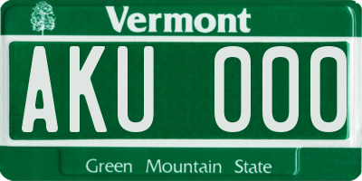 VT license plate AKU000