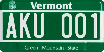 VT license plate AKU001