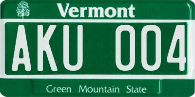 VT license plate AKU004