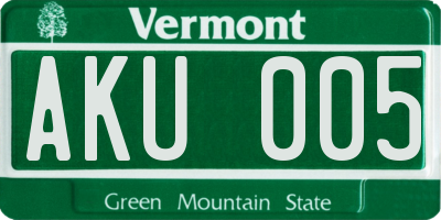 VT license plate AKU005