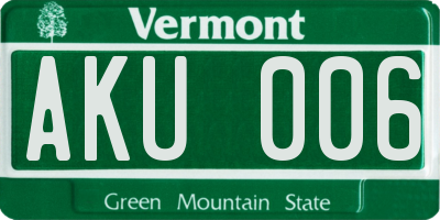 VT license plate AKU006