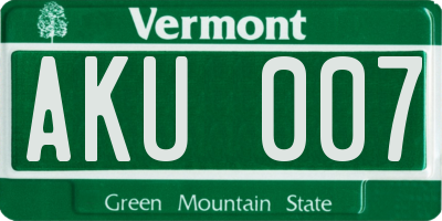 VT license plate AKU007