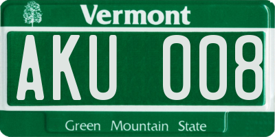 VT license plate AKU008
