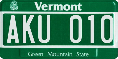 VT license plate AKU010