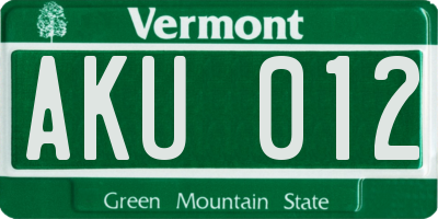 VT license plate AKU012