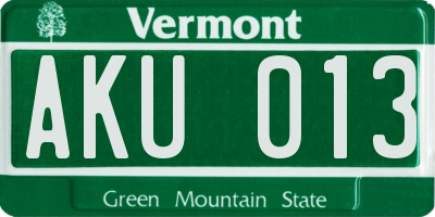 VT license plate AKU013