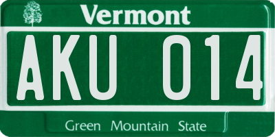 VT license plate AKU014