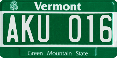 VT license plate AKU016