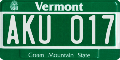 VT license plate AKU017