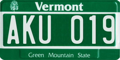 VT license plate AKU019
