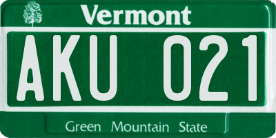 VT license plate AKU021