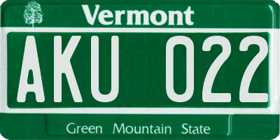 VT license plate AKU022