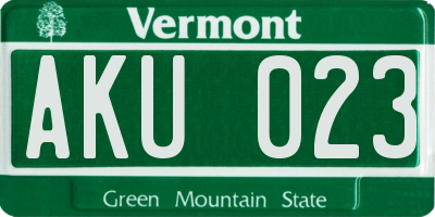 VT license plate AKU023