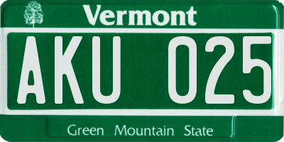 VT license plate AKU025