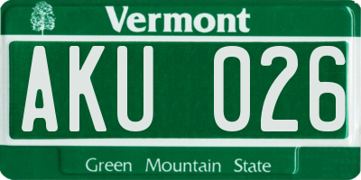 VT license plate AKU026
