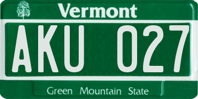 VT license plate AKU027