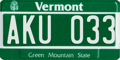 VT license plate AKU033
