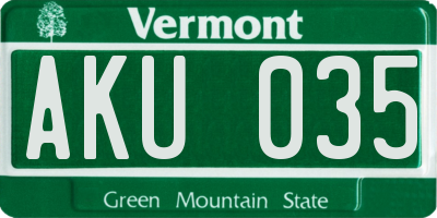 VT license plate AKU035