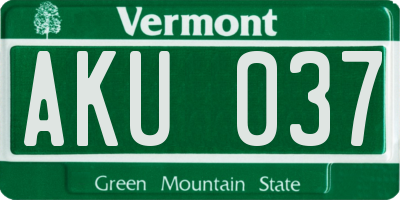 VT license plate AKU037