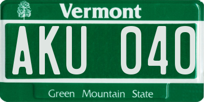 VT license plate AKU040