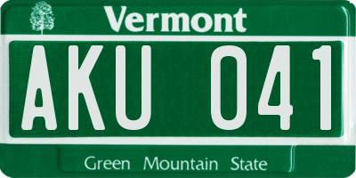 VT license plate AKU041