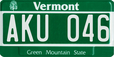VT license plate AKU046
