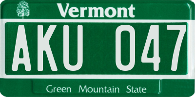 VT license plate AKU047
