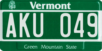 VT license plate AKU049