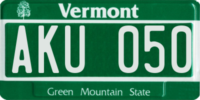 VT license plate AKU050