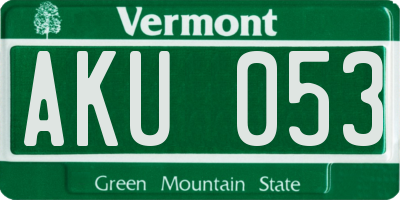 VT license plate AKU053