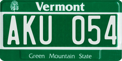 VT license plate AKU054