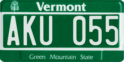 VT license plate AKU055