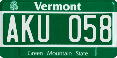 VT license plate AKU058
