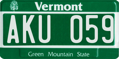 VT license plate AKU059
