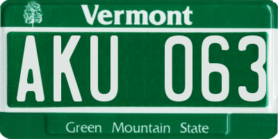 VT license plate AKU063
