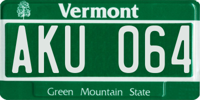 VT license plate AKU064