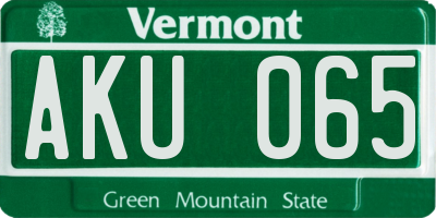 VT license plate AKU065